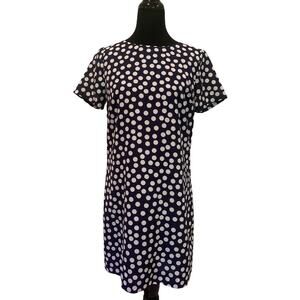 J. Crew Blue & White Polka Dot Short Sleeve Lined Shift Dress Size 6